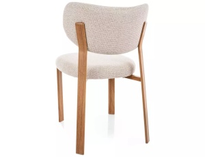 SCAUN DINING RIN D, BEJ DESCHIS 255/STEJAR, TAPITERIE DIN TEXTIL SI PICIOARE DIN METAL, STIL MODERN - Img 2