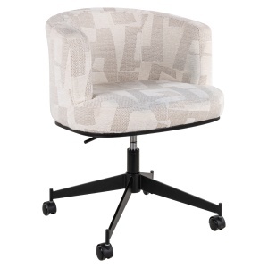 SCAUN DINING ROTATIV CU ROTI, ROCHENNE, REALIZAT DIN METAL, LEMN DE FAG SI TEXTIL, CULOARE BEJ, DESIGN DEOSEBIT, RICHMOND INTERIORS - Img 4