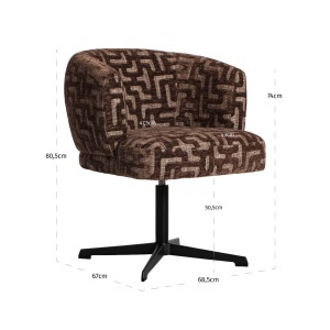 SCAUN DINING ROTATIV, DINAN, REALIZAT DIN METAL, PLACAJ SI TEXTIL IGNIFUG, CULOARE MARO, DESIGN DEOSEBIT, RICHMOND INTERIORS - Img 3