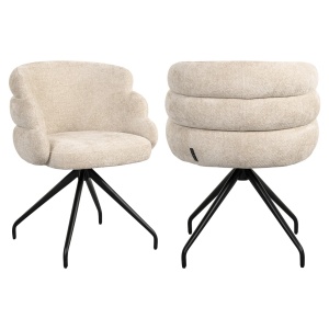 SCAUN DINING ROTATIV KAYLA, REALIZAT DIN METAL, LEMN DE FAG SI TEXTIL, CULOARE CREM, DESIGN DEOSEBIT, RICHMOND INTERIORS - Img 2