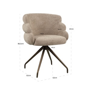 SCAUN DINING ROTATIV, KAYLA, REALIZAT DIN METAL SI TEXTIL, CULOARE CAPPUCCINO, DESIGN DEOSEBIT, RICHMOND INTERIORS - Img 3