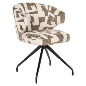 SCAUN DINING ROTATIV MILLY, REALIZAT DIN METAL, LEMN DE FAG SI TEXTIL, CULOARE BEJ, DESIGN DEOSEBIT, RICHMOND INTERIORS - Img 3