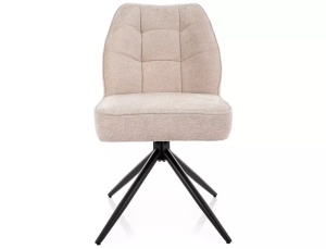 SCAUN DINING ROTATIV RAVEN BEJ 24/NEGRU MAT, TAPITERIE DIN TEXTIL SI PICIOARE DIN METAL, STIL MODERN