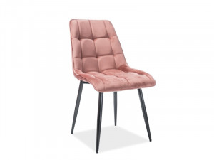 SCAUN DINING, ROZ ANTIC BLUVEL 52/NEGRU MAT, TAPITERIE DIN CATIFEA SI PICIOARE DIN METAL, STIL MODERN