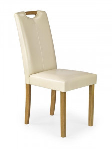 SCAUN DINING STIL CARO, CREM/FAG, CU TAPITERIE DIN PIELE ECOLOGICA SI PICIOARE DIN LEMN MASIV, STIL CLASIC