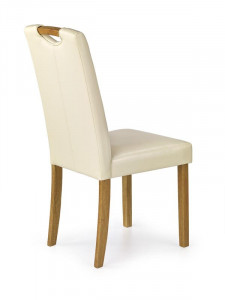 SCAUN DINING STIL CARO, CREM/FAG, CU TAPITERIE DIN PIELE ECOLOGICA SI PICIOARE DIN LEMN MASIV, STIL CLASIC - Img 2