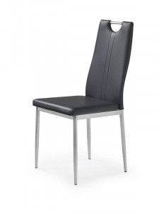 SCAUN DINING STIL K202, NEGRU/CROM, CU TAPITERIE DIN PIELE ECOLOGICA SI PICIOARE DIN METAL, STIL MODERN