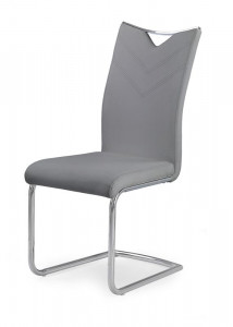 SCAUN DINING STIL K224, GRI/CROM, CU TAPITERIE DIN PIELE ECOLOGICA SI PICIOARE DIN METAL, STIL MODERN