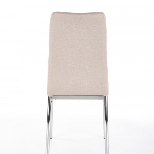 SCAUN DINING STIL K309, BEJ/CROM, CU TAPITERIE DIN STOFA SI PICIOARE DIN METAL, STIL MODERN - Img 3
