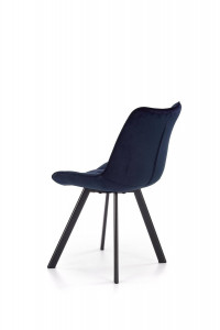 SCAUN DINING STIL K332, ALBASTRU INCHIS/NEGRU, CU TAPITERIE DIN CATIFEA SI PICIOARE DIN METAL, STIL MODERN - Img 2