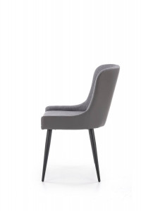 SCAUN DINING STIL K333, GRI/NEGRU, CU TAPITERIE DIN STOFA, PIELE ECO SI PICIOARE DIN METAL, STIL MODERN - Img 4