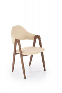 SCAUN DINING STIL K344, BEJ/NUC, CU TAPITERIE DIN STOFA SI PICIOARE DIN METAL, STIL MODERN