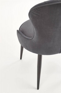 SCAUN DINING STIL K366, GRI/NEGRU, CU TAPITERIE DIN CATIFEA SI PICIOARE DIN METAL, STIL MODERN - Img 4