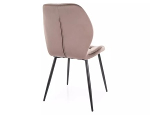 SCAUN DINING STIL RICK, CAPPUCCINO BLUVEL 38/NEGRU MAT, TAPITERIE DIN CATIFEA SI PICIOARE DIN METAL, STIL MODERN - Img 2