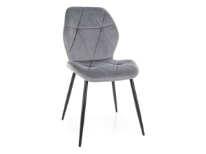 SCAUN DINING STIL RICK, GRI BLUVEL 14/NEGRU MAT, TAPITERIE DIN CATIFEA SI PICIOARE DIN METAL, STIL MODERN