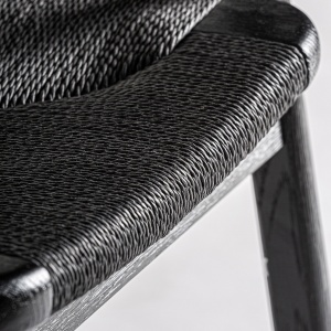 SCAUN DINING TASK, NEGRU, REF. 35148, PRELUCRAT MANUAL, CONFECTIONAT DIN LEMN DE STEJAR SI FIBRA NATURALA, STIL MODERN - Img 7