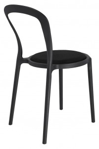 SCAUN DINING/TERASA SLIM, NEGRU, DIN POLIPROPILENA SI STOFA, STIL MODERN - Img 3