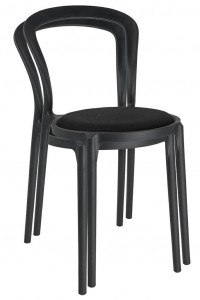 SCAUN DINING/TERASA SLIM, NEGRU, DIN POLIPROPILENA SI STOFA, STIL MODERN - Img 8