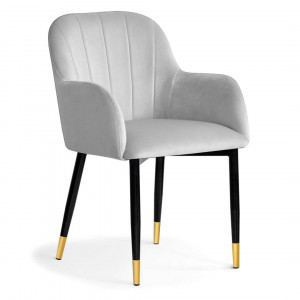 SCAUN DINING TULIP, GRI/NEGRU/AURIU, TAPITERIE DIN CATIFEA SI PICIOARE DIN METAL, STIL MODERN