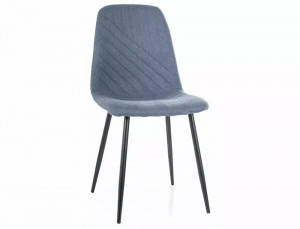 SCAUN DINING TWIST, DENIM 86/NEGRU MAT, TAPITERIE DIN STOFA SI PICIOARE DIN METAL, STIL MODERN - Img 1