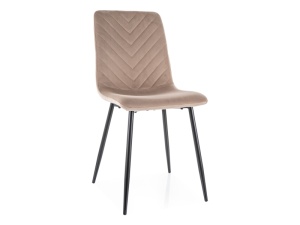 SCAUN DINING, VELVET BEJ BLUVEL 40/NEGRU MAT, TAPITERIE DIN CATIFEA SI METAL, STIL MODERN