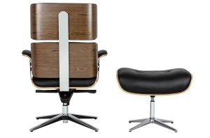 SCAUN DIRECTORIAL DE LUX, ARTIM LOUNGE BUSINESS, REALIZAT PIELE NATURALA ITALIANA SI LEMN, CULOARE NEGRU/NUC, STIL EAMES - Img 3