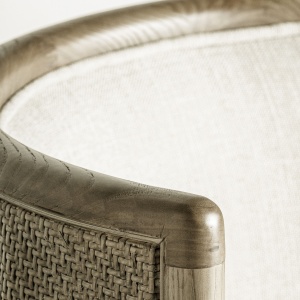 SCAUN ELEGANT VARAIRE, DIN LEMN DE STEJAR MARO SI TEXTIL ALB, DESIGN COLONIAL, VICAL HOME - Img 7