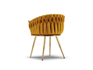 SCAUN EXCLUSIVIST SHIRLEY GALBEN, TAPITERIE DIN CATIFEA SI AURIU, STIL MODERN, ARTIM GROUP SELECTION - Img 2