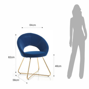 SCAUN/FOTOLIU, EDDA, CADRUL DIN METAL SI CATIFEA ALBASTRA, STIL MODERN, COD 4732 - Img 5