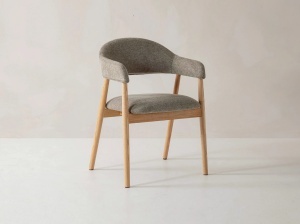 SCAUN HERA, DIN TEXTIL SI LEMN, GRI/NATUR, MICADONI, STIL MODERN