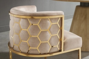 SCAUN LIVING, ELEGANCE, DIN CATIFEA BEJ SI METAL AURIU, ARTIM GROUP SELECTION - Img 3