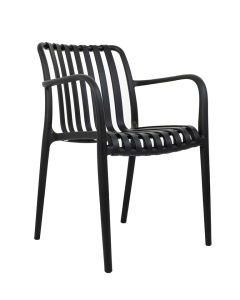 SCAUN PENTRU EXTERIOR/INTERIOR STRIPS, NEGRU, DIN POLIPROPILENA, STIL MODERN MINIMALIST
