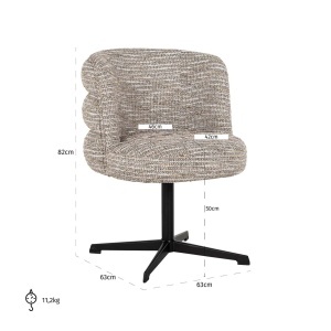 SCAUN PIVOTANT ALEXANDER JONES BEIGE COCO, 212322, CONFECTIONAT DIN POLIESTER, METAL, LEMN SI SPUMA, BEJ, STIL MODERN - Img 6
