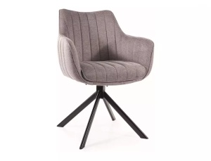 SCAUN PIVOTANT AZALIA, GRI 07/NEGRU MAT, TAPITERIE DIN STOFA BREGO SI PICIOARE DIN METAL, STIL MODERN