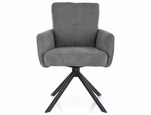 SCAUN PIVOTANT BASIL, GRI 11/NEGRU MAT, TAPITERIE DIN STOFA VARDO SI PICIOARE DIN METAL, STIL MODERN - Img 2