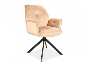 SCAUN PIVOTANT BOOGIE II, BEJ BLUVEL 28/NEGRU MAT, TAPITERIE DIN CATIFEA SI PICIOARE DIN METAL, STIL MODERN - Img 1