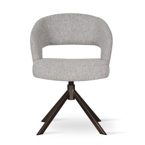 SCAUN PIVOTANT CELESTE, CONFECTIONAT DIN METAL, SPUMA, ARCURI SI TEXTIL, GRI/NEGRU, STIL MODERN - Img 2