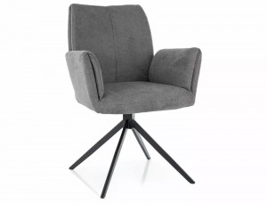 SCAUN PIVOTANT COCO II, GRI 11/NEGRU MAT, TAPITERIE DIN STOFA VARDO SI PICIOARE DIN METAL, STIL MODERN - Img 1