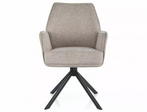 SCAUN PIVOTANT HUGO, BEJ 31/NEGRU MAT, TAPITERIE DIN STOFA BREGO SI PICIOARE DIN METAL, STIL MODERN - Img 2