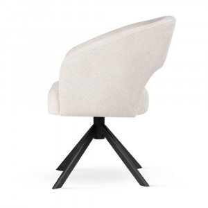 SCAUN PIVOTANT INES SUPREME, BEJ/NEGRU, TAPITERIE DIN STOFA SI PICIOARE DIN METAL, STIL MODERN - Img 4