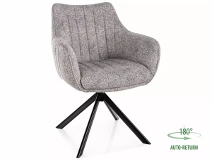 SCAUN PIVOTANT LEO 04, GRI DESCHIS 04/NEGRU MAT, TAPITERIE DIN TEXTIL SI PICIOARE DIN METAL, STIL MODERN