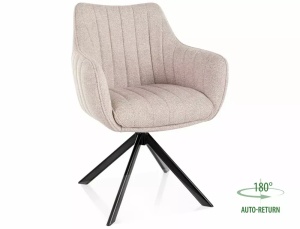 SCAUN PIVOTANT LEO 23, BEJ DESCHIS 23/NEGRU MAT, TAPITERIE DIN TEXTIL SI PICIOARE DIN METAL, STIL MODERN