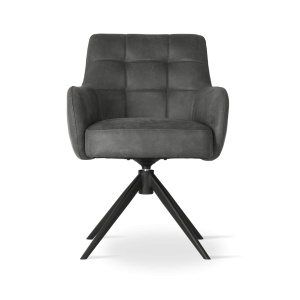 SCAUN PIVOTANT MATERO, ANTRACIT/NEGRU BULL 67, CONFECTIONAT DIN TAPITERIE DIN TEXTIL SI PICIOARE DIN METAL, STIL MODERN - Img 2