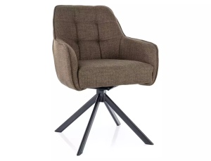 SCAUN PIVOTANT METRO, OLIVE 77/NEGRU MAT, TAPITERIE DIN STOFA BJORN SI PICIOARE DIN METAL, STIL MODERN - Img 2