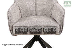 SCAUN PIVOTANT NOTTI, OLIVE 77/NEGRU MAT, TAPITERIE DIN STOFA BREGO SI PICIOARE DIN METAL, STIL MODERN - Img 5