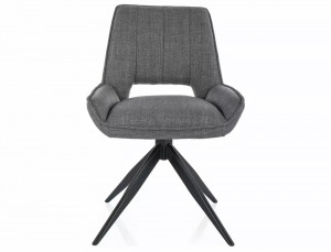 SCAUN PIVOTANT STIL TELLO, GRI 13/NEGRU MAT, TAPITERIE DIN STOFA BJORN SI PICIOARE DIN METAL, STIL MODERN - Img 2