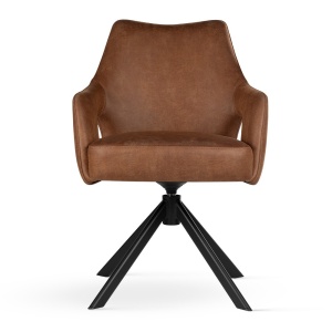 SCAUN PIVOTANT VESPER, CAMEL/NEGRU/BULL 09, TAPITERIE DIN PIELE ECOLOGICA SI PICIOARE DIN METAL, STIL MODERN - Img 2