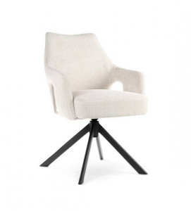 SCAUN PIVOTANT VESPER, CREM/NEGRU, TAPITERIE DIN STOFA SI PICIOARE DIN METAL, STIL MODERN