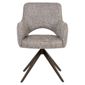 SCAUN ROTATIV 360 GRADE CU AUTO RETURN, GINERVA EARTH TWEED, 214154, CONFECTIONAT DIN POLIESTER, METAL SI SPUMA, BEJ/BRONZ, STIL MODERN - Img 2