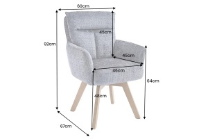 SCAUN ROTATIV, BIG GEORGE CU COTIERE, MATERIAL TEXTIL CHENILLE, CADRUL LEMN, CULOARE GRI, ARTIM GROUP SELECTION - Img 3
